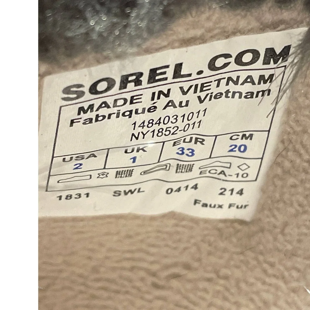Sorel Girls Joan of Arctic Girls Black Shearling Winter Boots - Size 2